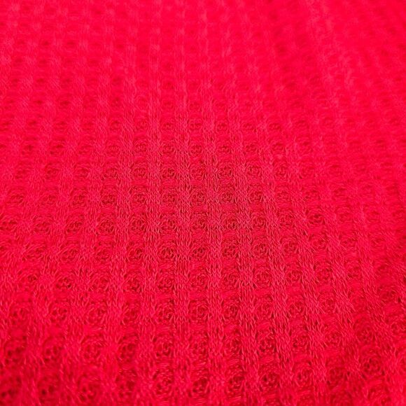 New Directions Red Bell Sleeve Waffle Knit Blouse Crochet Eyelet Women's Small - Picture 6 of 9